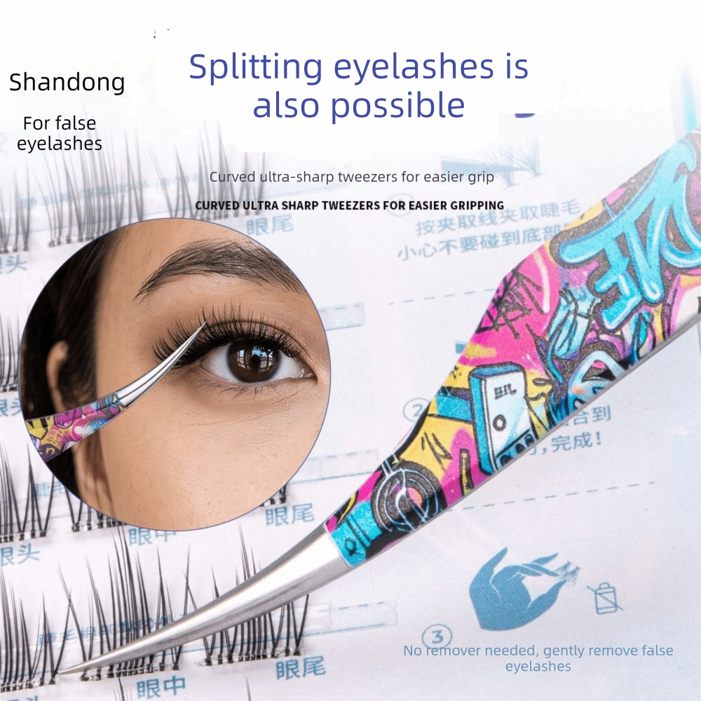 Metal Curved Stickers Tweezers - Lash Mapping Sticker ulasan dan harga
