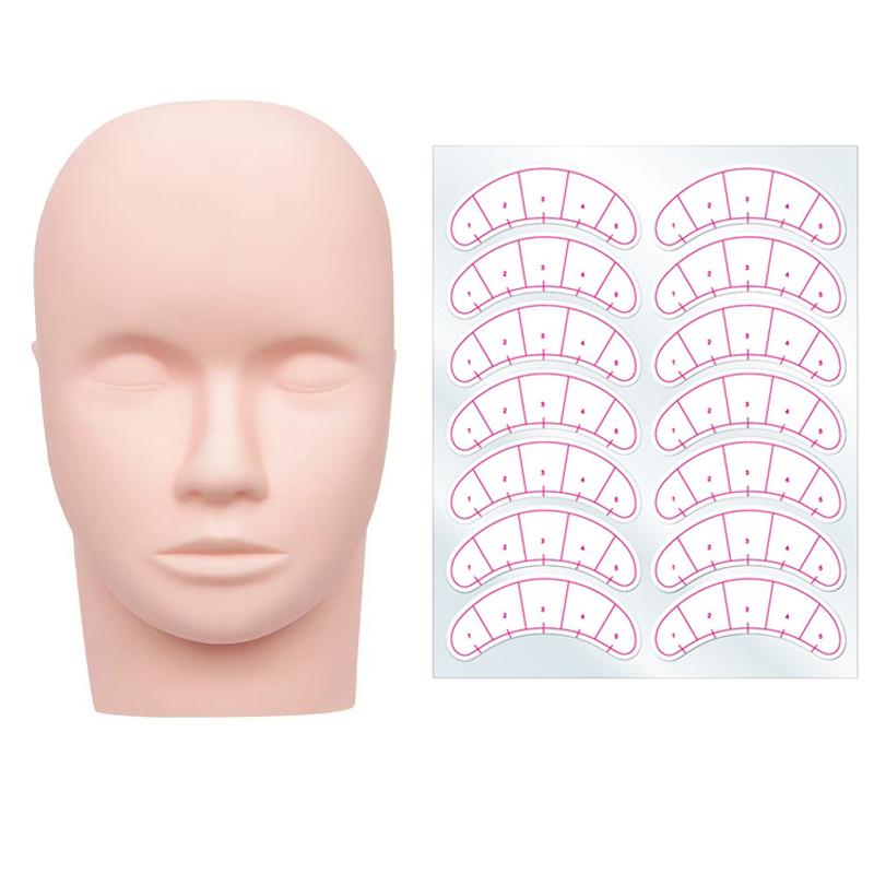 1pcs Training Head&10 sheet La - Lash Mapping Sticker ulasan dan harga